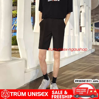 Quần ngắn nam kiểu quần tây phối áo phông nam áo thun form rộng unisex kèm hình thật video Trùm Unisex