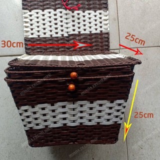 Giỏ nhựa giả mây xe điện ( tặng theo dây rút )