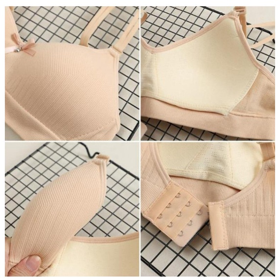 Áo lót bầu không gọng đệm mỏng êm mềm, Áo bralette cài sau dây quai mảnh tháo được tiện lợi