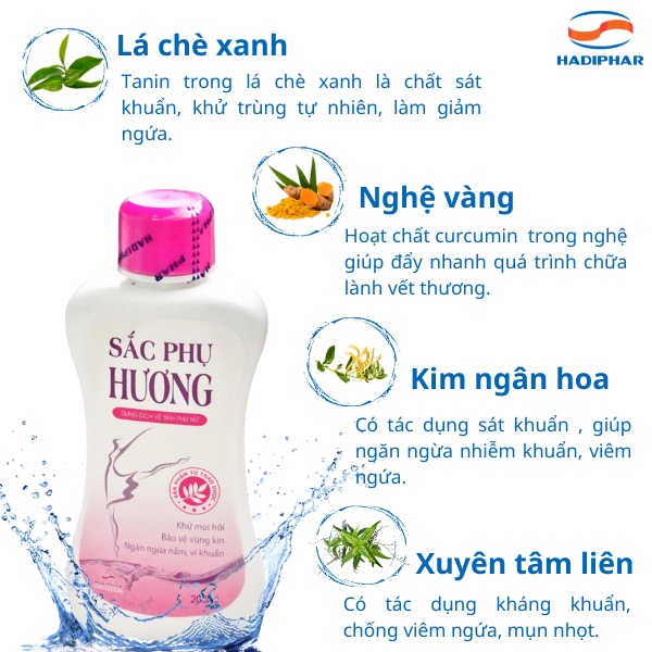 Dung dịch vệ sinh phụ nữ Sắc Phụ Hương giảm ngứa ngăn ngừa nấm và vi khuẩn (200 ml)