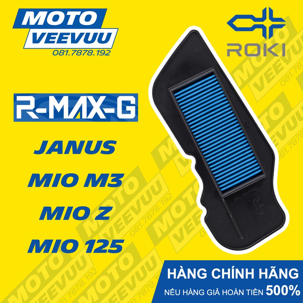 Lọc gió R-Max ROKI cho xe Yamaha Janus, Mio M3/ Mio Z/ Mio 125