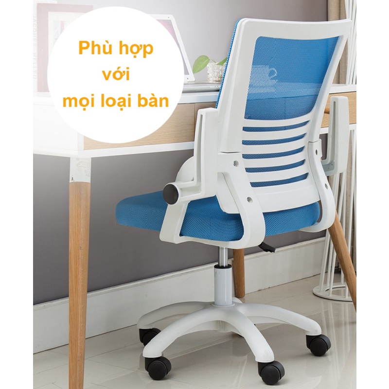 Ghế văn phòng làm việc cao cấp, Có bánh xe, Tay ghế linh hoạt tiện lợi, Vải lưới tổ Ong cực kì thoáng khí