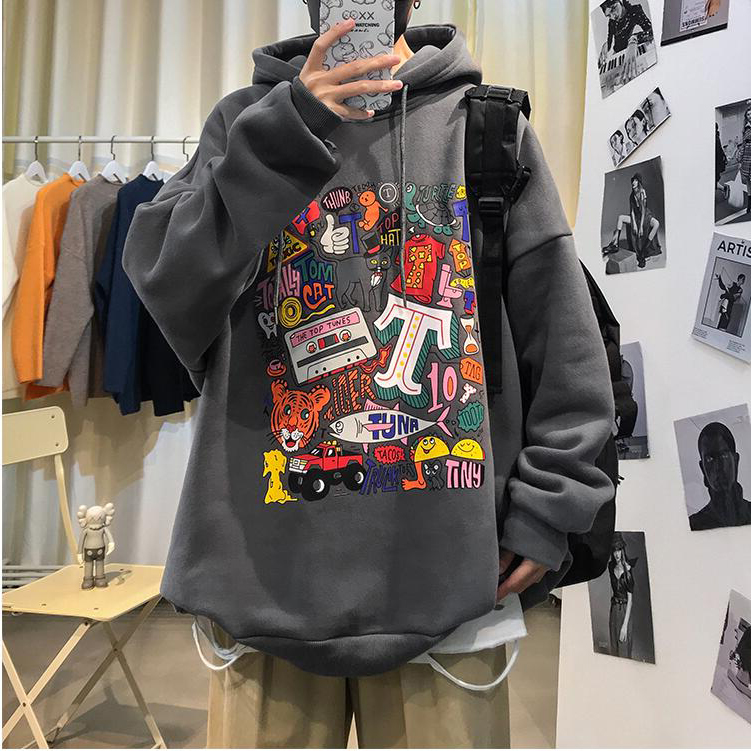 Áo hoodie dáng rộng in họa tiết thời trang cá tính cho nam | BigBuy360 - bigbuy360.vn