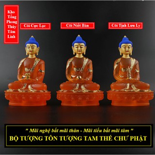 Tượng Tam Thế Chư Phật lưu ly cao cấp| Kho tổng phong thủy tâm linh