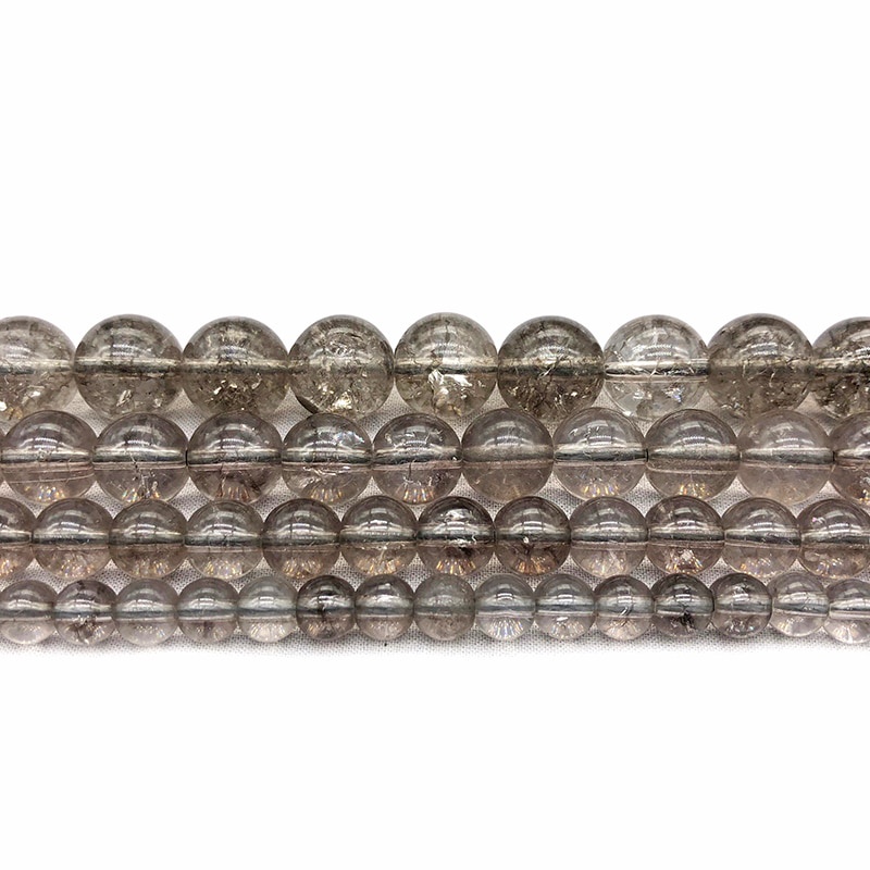 Chuỗi Hạt Đá Pha Lê Đen Tự Nhiên 15 "strand 6 8 10 12 14mm Dùng Làm Trang Sức