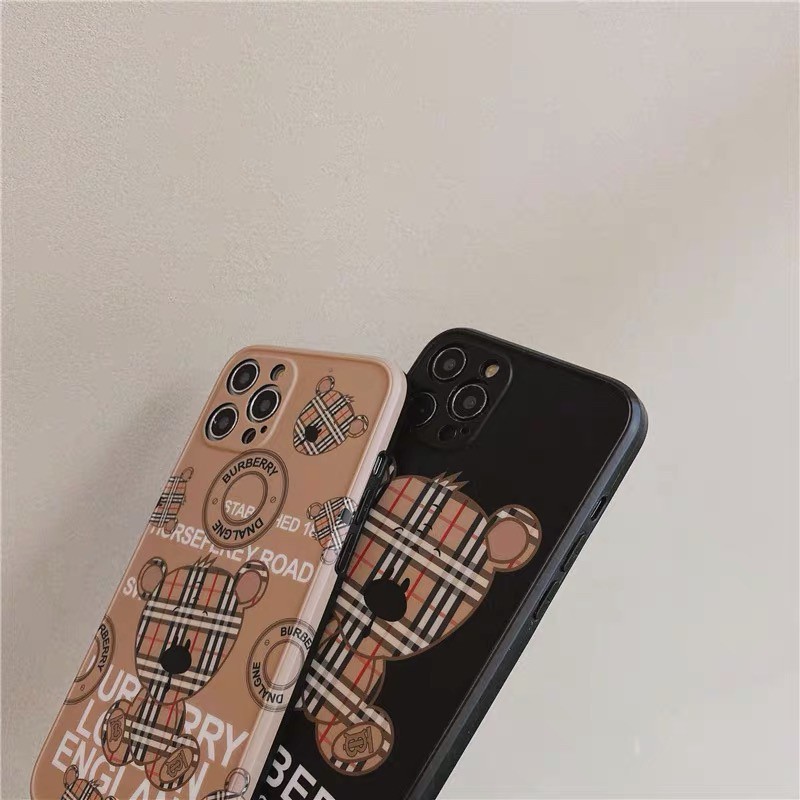 Ốp điện thoại iphone BBR Gấu Kẻ Nền Đen,Nâu cho iphone 12 pro max/12pro/11 pro max/11/Xs Max