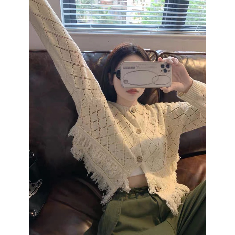 Áo khoác len gài nút lai phối tua rua tay dài hàng QC Celyn.clothes