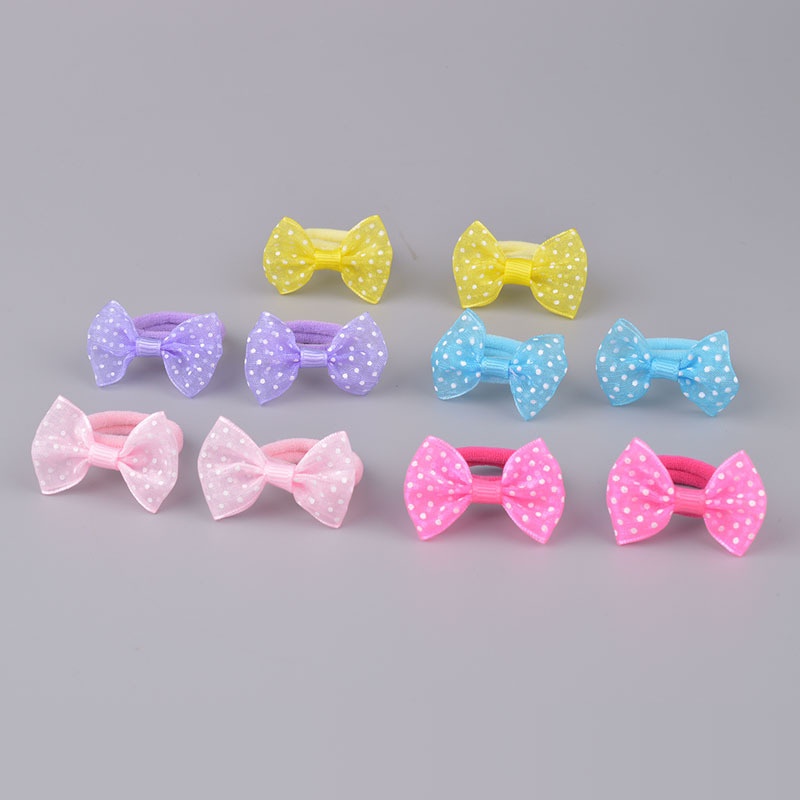 Set 10 Dây Cột Tóc Co Giãn Đính Nơ Thời Trang Cho Bé Gái