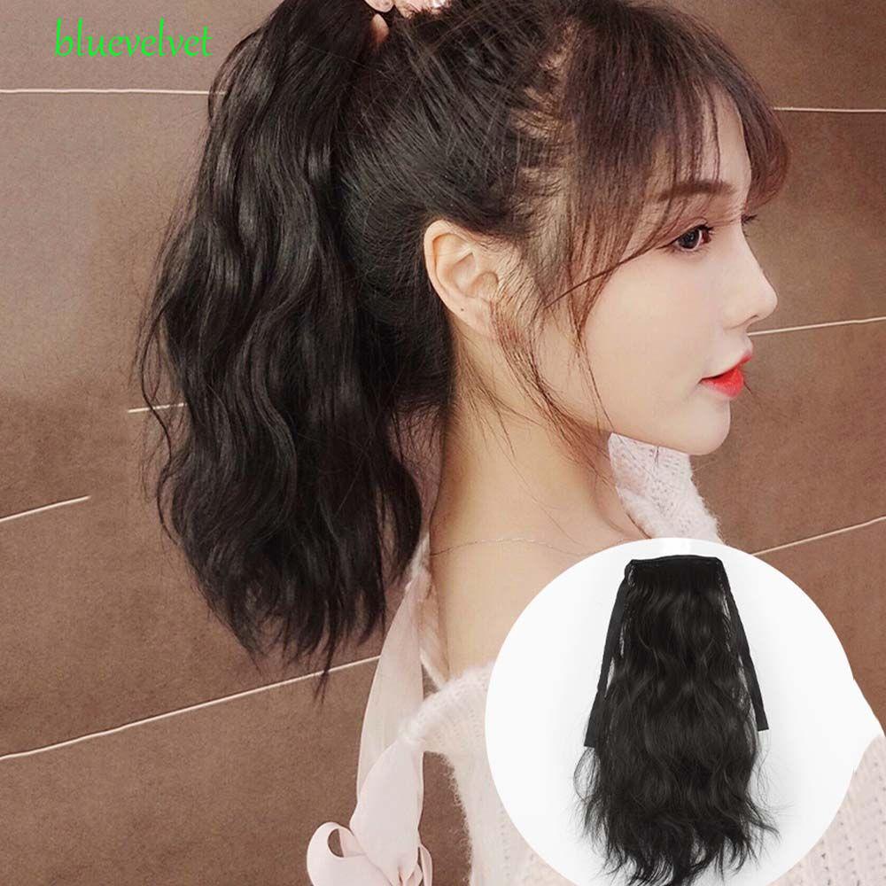 Tóc Giả Đuôi Ngựa Xoăn Bằng Sợi Tổng Hợp Màu Nâu