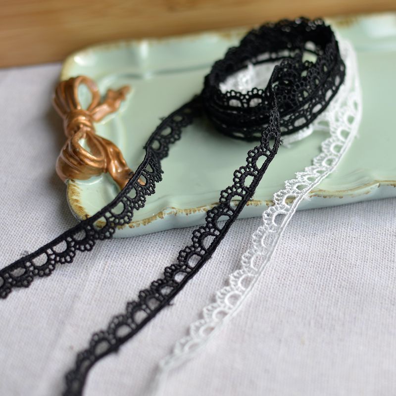 1m Dây Ren Hình Vương Miện Màu Trắng Đen Trang Trí Quần Áo Diy