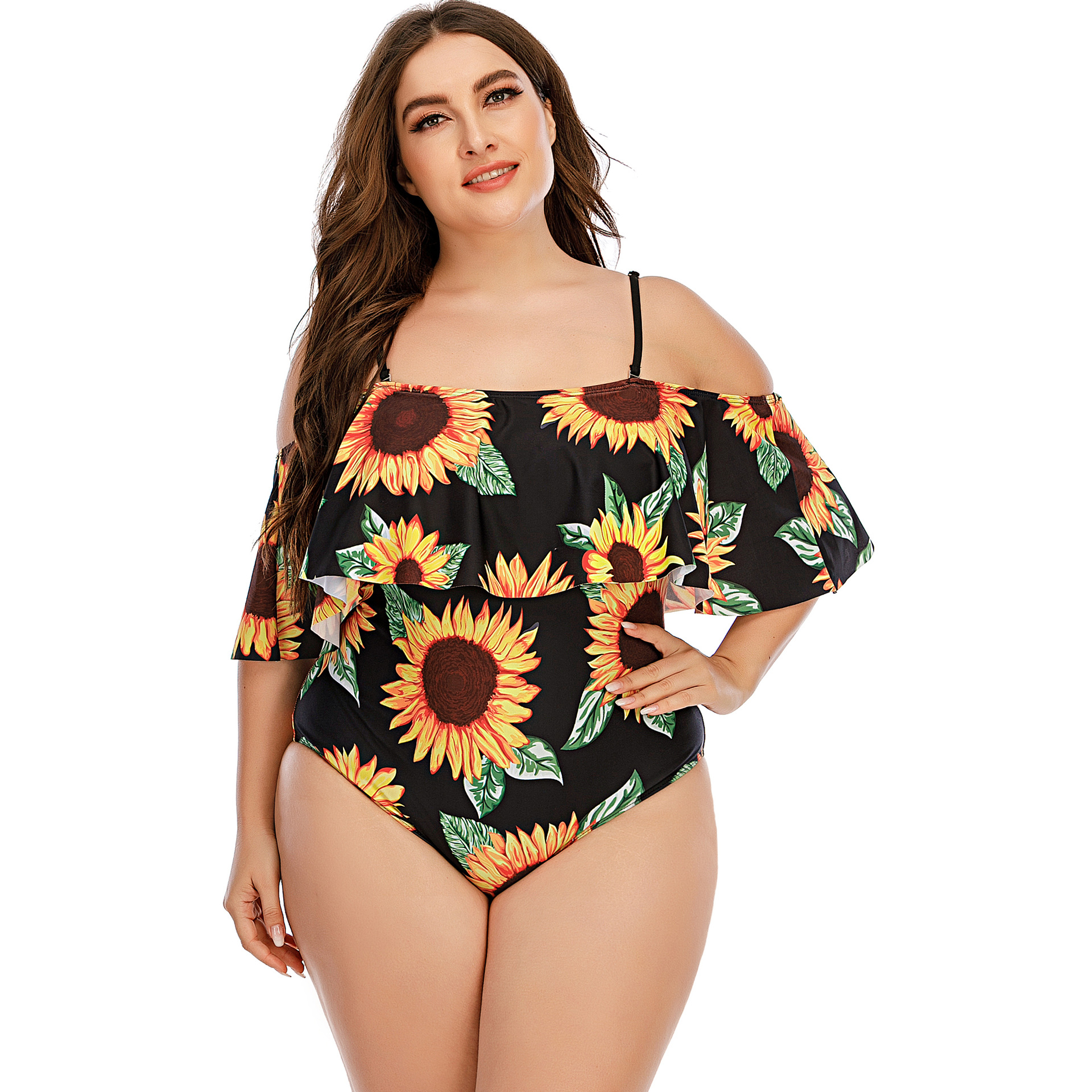 Plus Đồ Bơi Một Mảnh In Họa Tiết Hoa Hướng Dương Cho Nữ