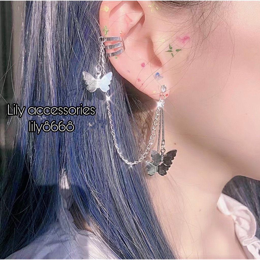 Butterfly Earring khuyên tai và kẹp vành tai hình bướm lấp lánh