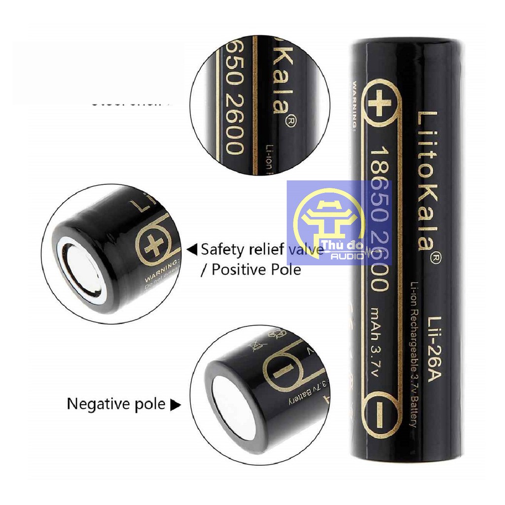 01 viên pin sạc LiitoKala Lii-26A Pin Lithium-ion 3.7V 18650 2600mah cao cấp