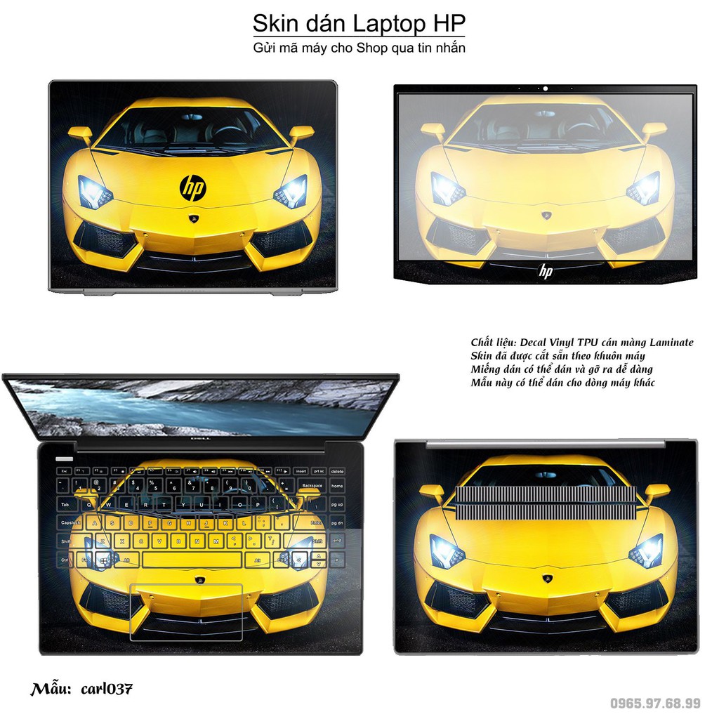 Skin dán Laptop HP in hình xe hơi nhiều mẫu 2 (inbox mã máy cho Shop)