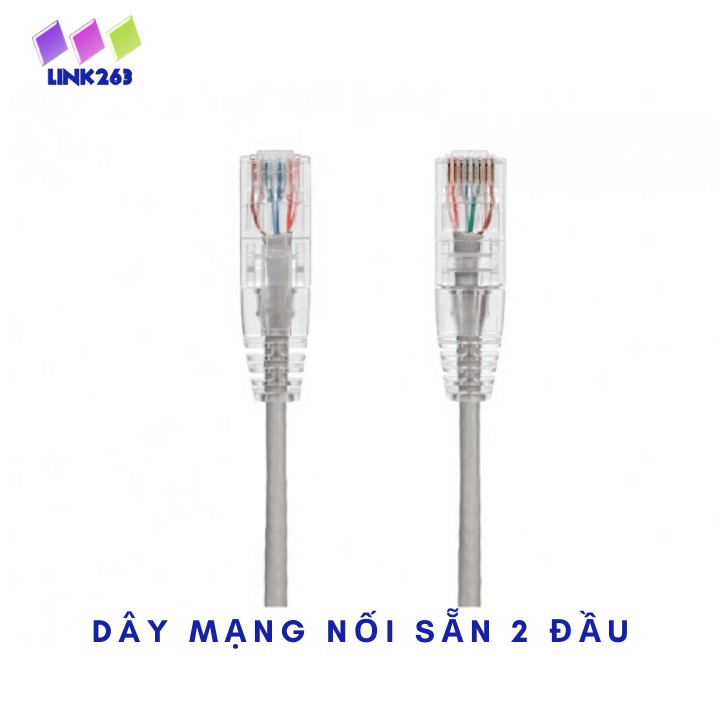 Dây Cáp Mạng Đúc Sẵn 2 Đầu RJ45 CAT5E Dài 2m - Dây Mạng Kết Nối LAN Bấm Sẵn 2 Đầu