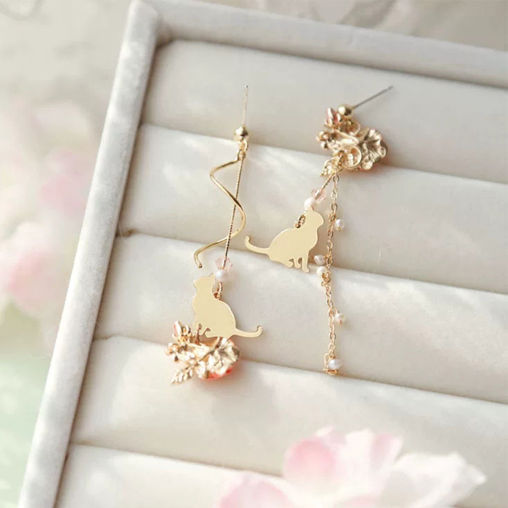 Cặp Bông Tai Thời Trang Hợp Kim Dáng Dài Phối Hoa Và Ngọc Trai Đầy Độc Đáo