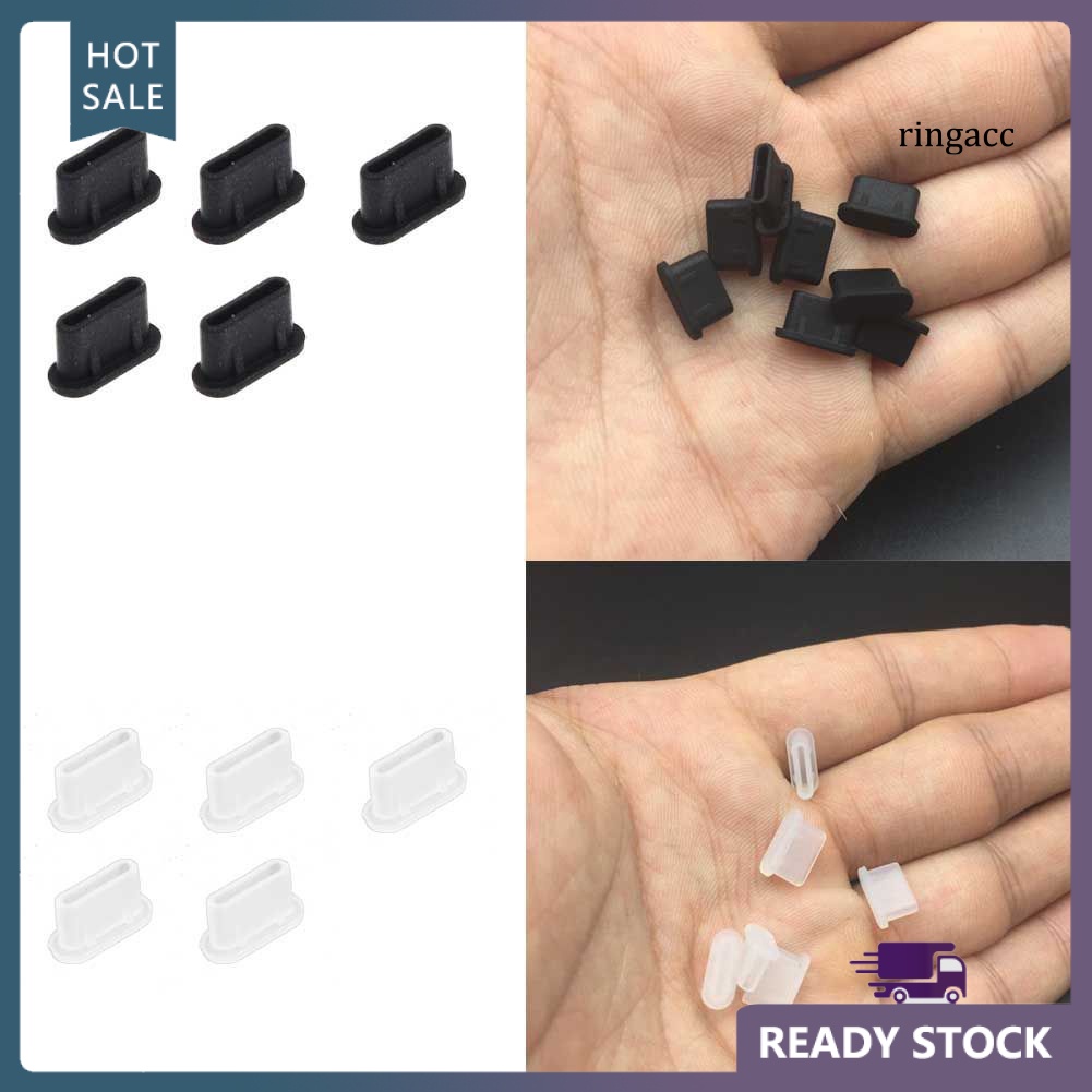 Set 5 nút bịt cổng sạc type C bằng silicon mềm chống bụi cho điện thoại / máy tính bảng