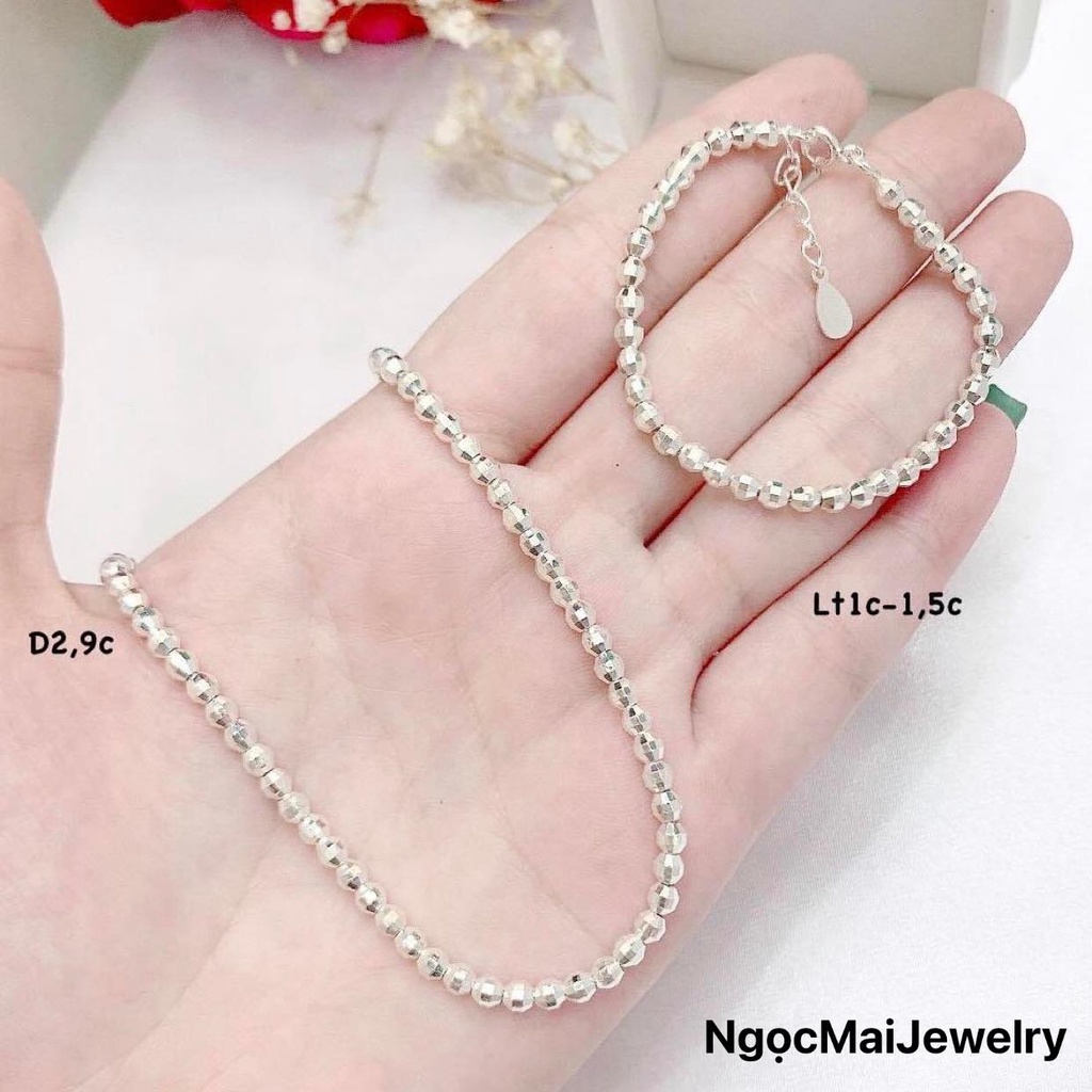 Dây chuyền lắc tay cho bé NgọcMaiJewelry dạng bi phay xinh xắn chuẩn bạc