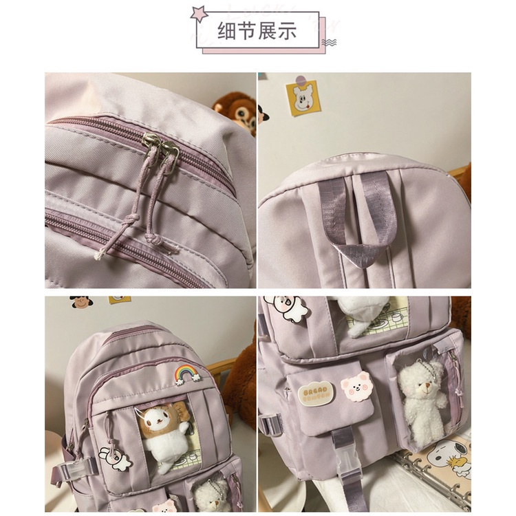 Ba Lô Đi Học Đựng Máy Tính Sức Chứa Lớn Phong Cách Harajuku Hàn Quốc Cho Nữ Sinh Trung Học