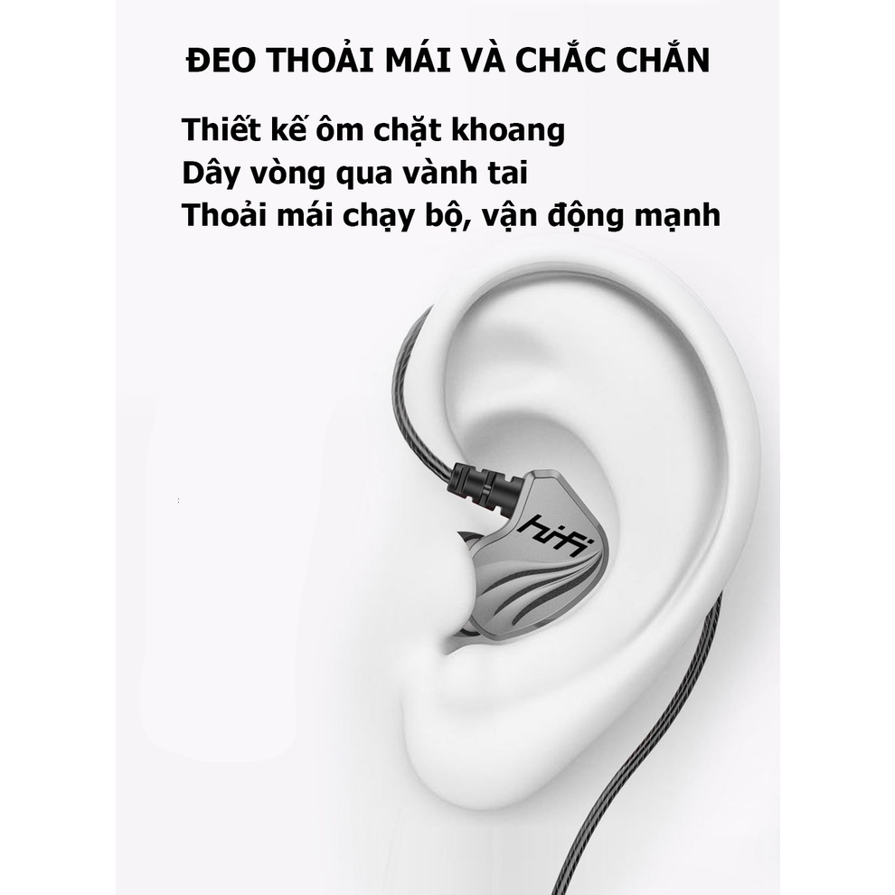 Tai Nghe Nhét Tai S2000 3.5mm Chống Mồ Hôi Âm Thanh HIFI 6D Có Mic YKD YR