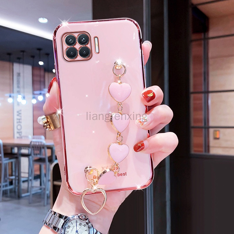 Ốp lưng oppo a93 4g reno4 F reno 4F Ốp Điện Thoại Silicon Mềm Có Dây Đeo Tay Hình Trái Tim Cho oppo a93 4g reno4 F reno 4F