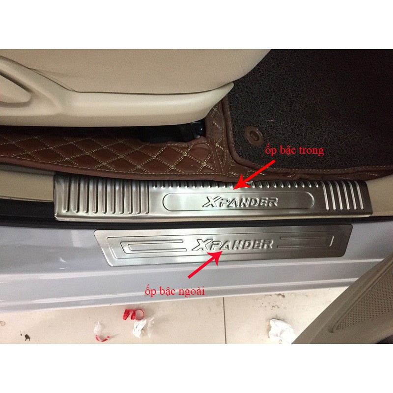 Bộ 8 ốp bậc trong ngoài xe Xpander 2018-2019 2020 -mẫu inox
