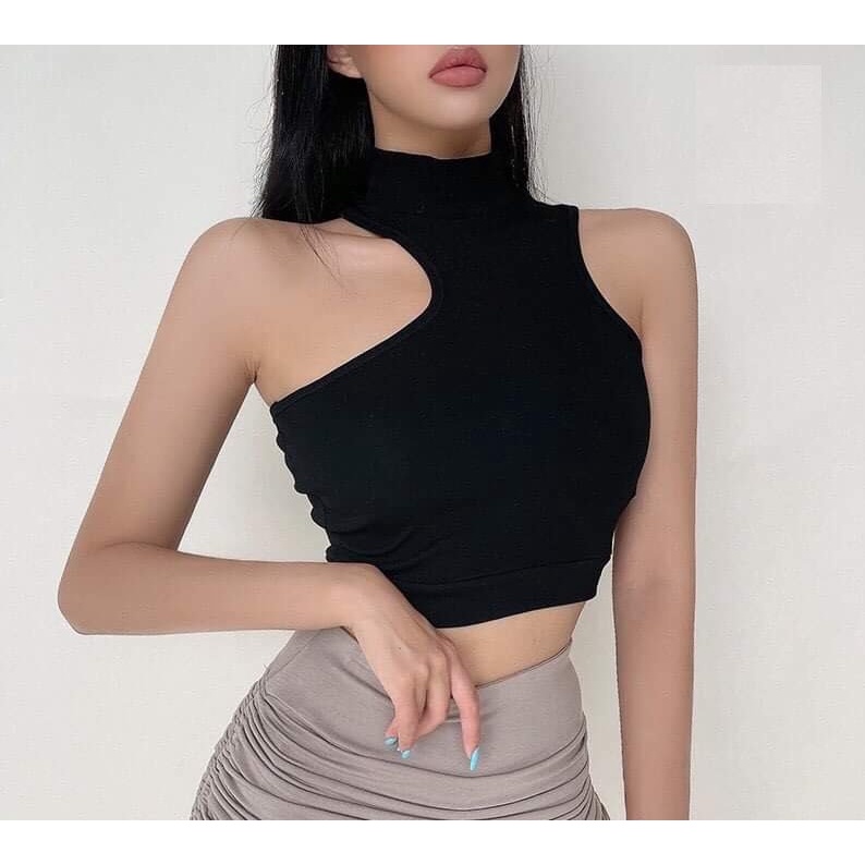 Áo croptop cổ lọ nữ - Áo 3 lỗ trơn body dáng ôm form cộc thiết kế đơn giản, cá tính basic