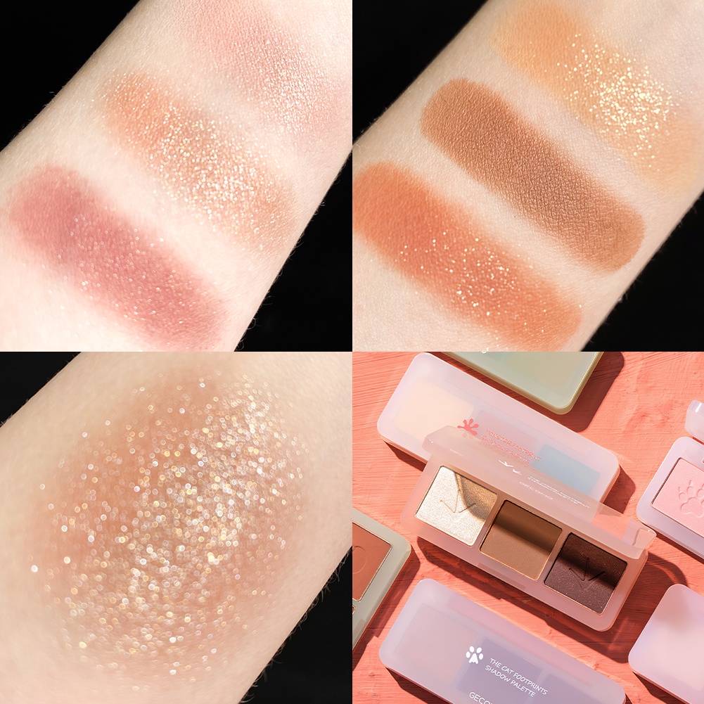 Bảng Phấn Mắt GECOMO 3 Màu Tông Lì Và Kim Tuyến