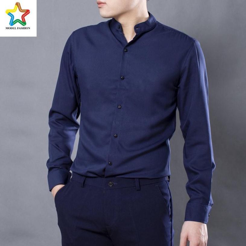 Áo sơ mi dài tay nam cổ trụ chuyengiasi - 740, cổ lãnh tụ, chất lụa đẹp