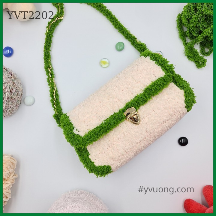 [Có sẵn hàng] Túi Đeo Chéo Thời Trang Nữ Đan Móc Handmade YVT2202 – Túi Xách Nữ Sợi Len Xù Đan Móc Thủ Công Túi Crochet