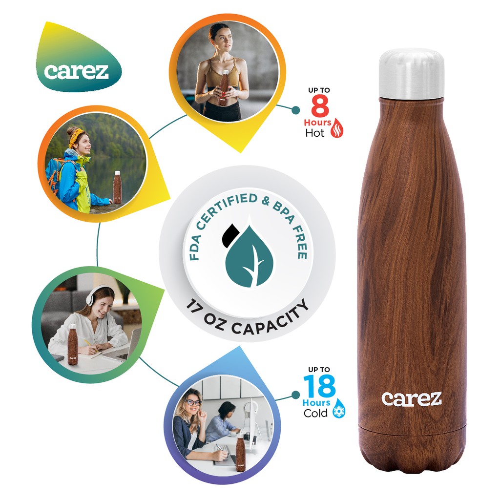 BÌNH GIỮ NHIỆT CAREZ Nguồn cảm hứng từ thiên nhiên 500ML Teak Wood VFC247SD-500 | BigBuy360 - bigbuy360.vn