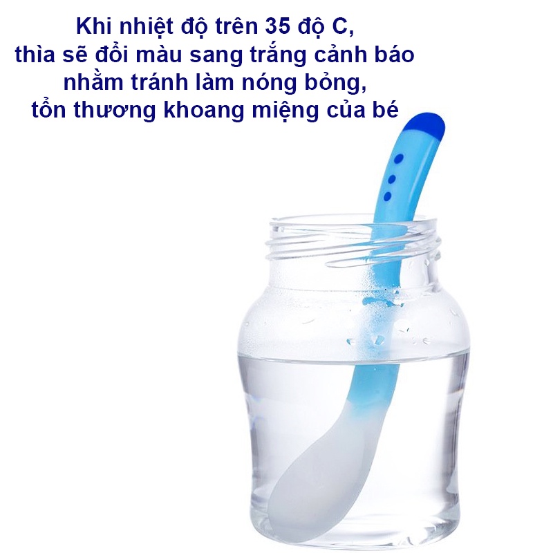 Muỗng tập ăn cho bé, Thìa ăn dặm báo nóng silicon giúp bé ăn ngon miệng BBShine – SS024