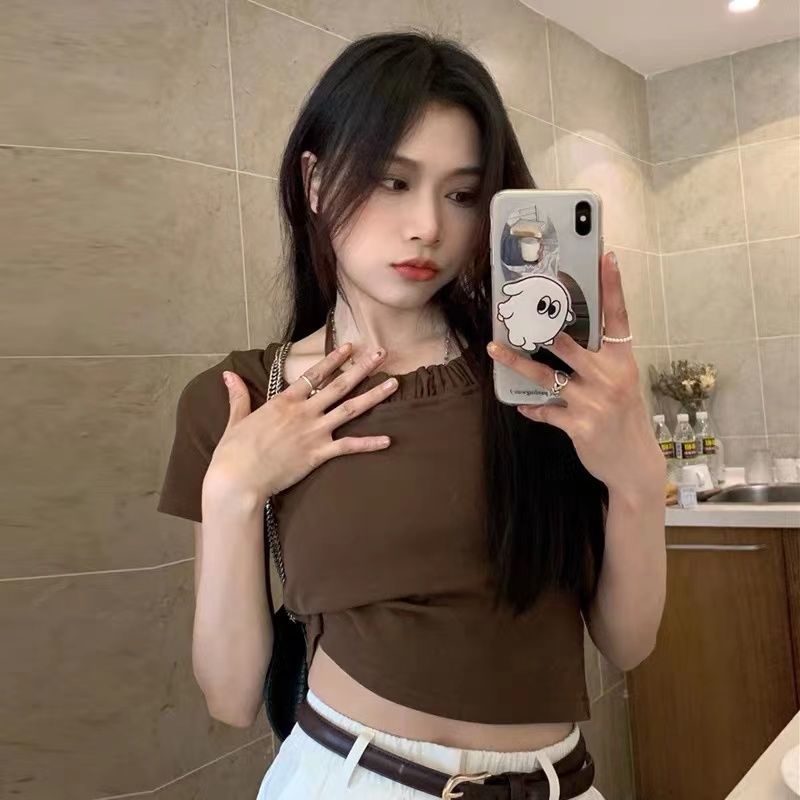 Áo thun COZOKC tay ngắn dáng ôm phối dây thời trang