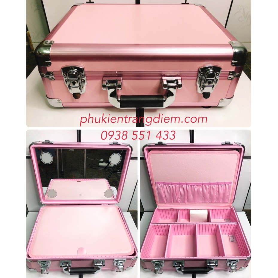Cốp Vali Trang Điểm Có Gương Đèn - Size Nhỏ 42CM - Cốp Đựng Mỹ Phẩm Cá Nhân Tích Hợp Gương Đèn LED Cao Cấp