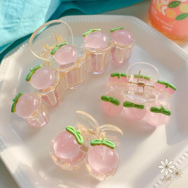 【kifli】Kẹp Tóc Hình Quả Đào Màu Hồng Trong Suốt 2022