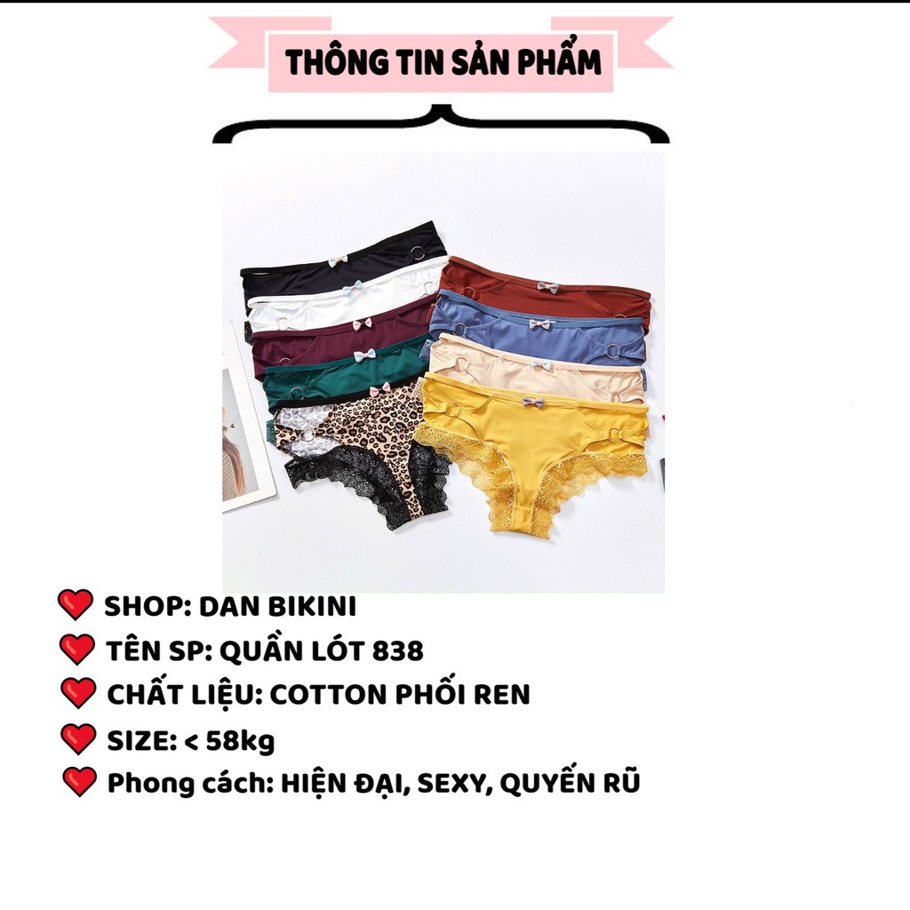 Quần lót ren sexy thiết kế 3 dây viền ren mềm mại mẫu 838