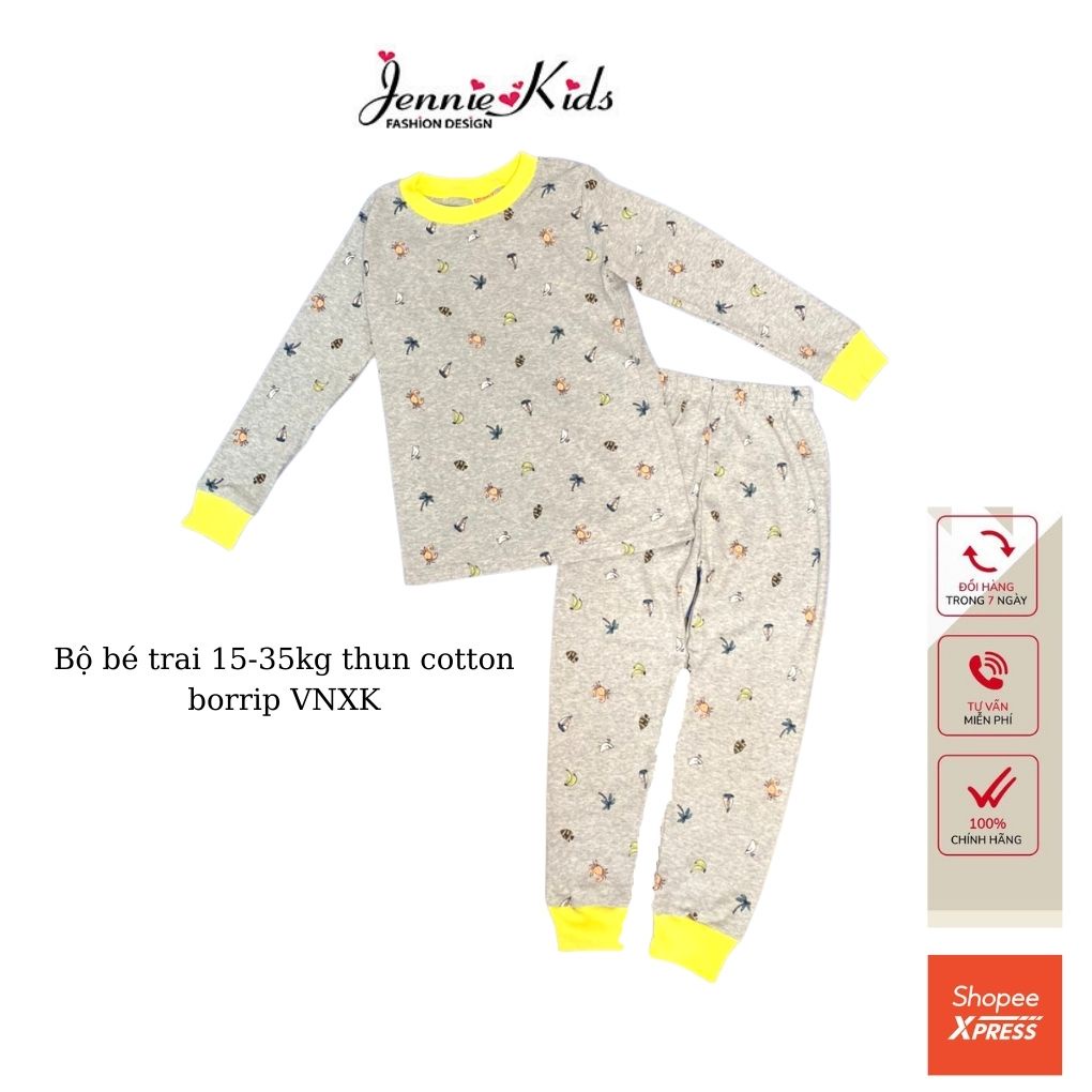 Bộ bé trai, đồ bộ bé trai dài tay size đại thun cotton VNXK Jennie kids J464