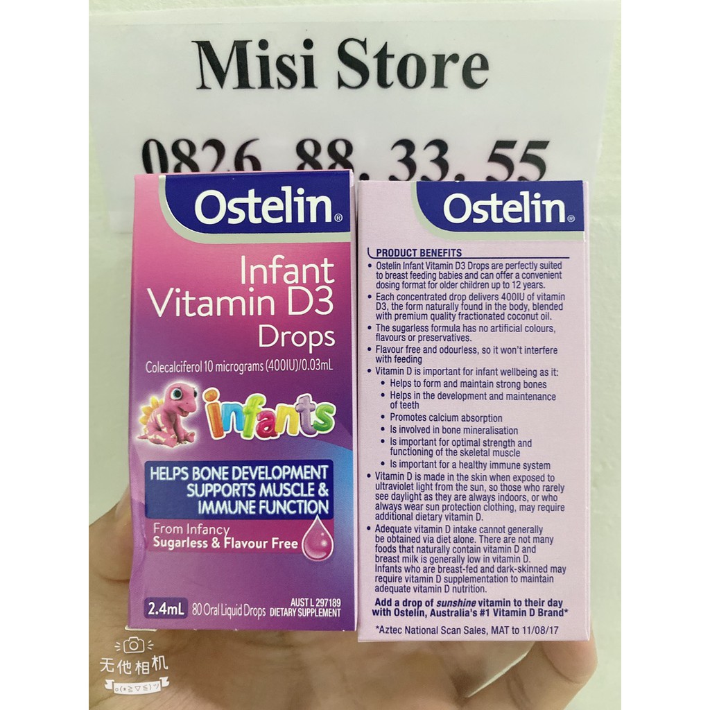 Ostelin Infant Drops, Vitamin D3 dạng nhỏ giọt cho bé từ sơ sinh, 2,4ml