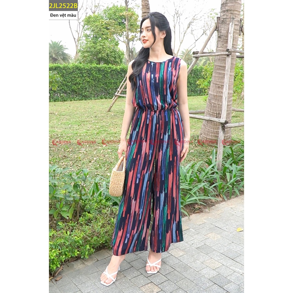 Đồ Bộ Nữ 𝐂𝐀𝐑𝐃𝐈𝐍𝐀 Chất Lanh Tre Cao Cấp Jumpsuit Áo Sát Nách Liền Quần Họa Tiết 2JL25