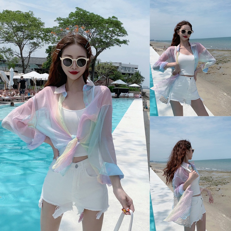 Áo Khoác Ngoài Bikini Dài Tay Chống Nắng Thời Trang Mùa Hè Cho Nữ