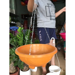 chậu nhựa treo chảo dây xích size nhỏ kích thước 30x12cm