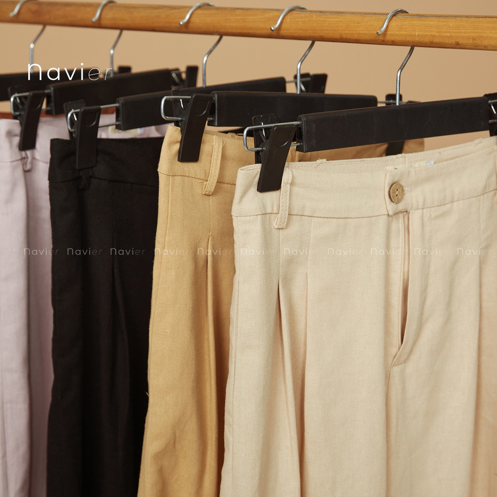 QUẦN CULLOTES RỘNG DÀI ỐNG SUÔNG - QUẦN TÂY CÔNG SỞ ỐNG XUÔNG CẠP CAO - LINEN PANTS WOMAN TROUSERS Q01 NAVIER | BigBuy360 - bigbuy360.vn