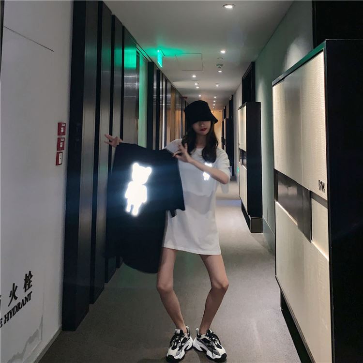 Áo thun phản quang tay lỡ nam nữ Gấu 02