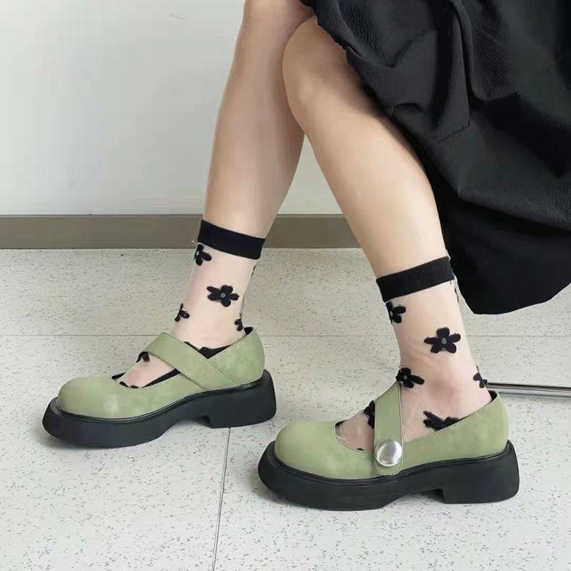 Giày búp bê đế cao 5cm, 2 màu xanh lá- xanh da trời, form cực ôm chân nhe