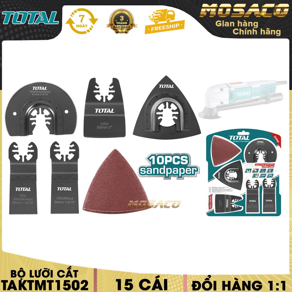 Bộ lưỡi máy cắt gọc đa năng TOTAL TAKTMT1502 15 chi tiết, chất liệu cao cấp, có độ bền, chịu nhiệt