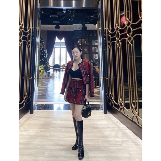 SET DẠ TWEED KẺ ĐỎ HÀNG THIẾT KẾ | BigBuy360 - bigbuy360.vn