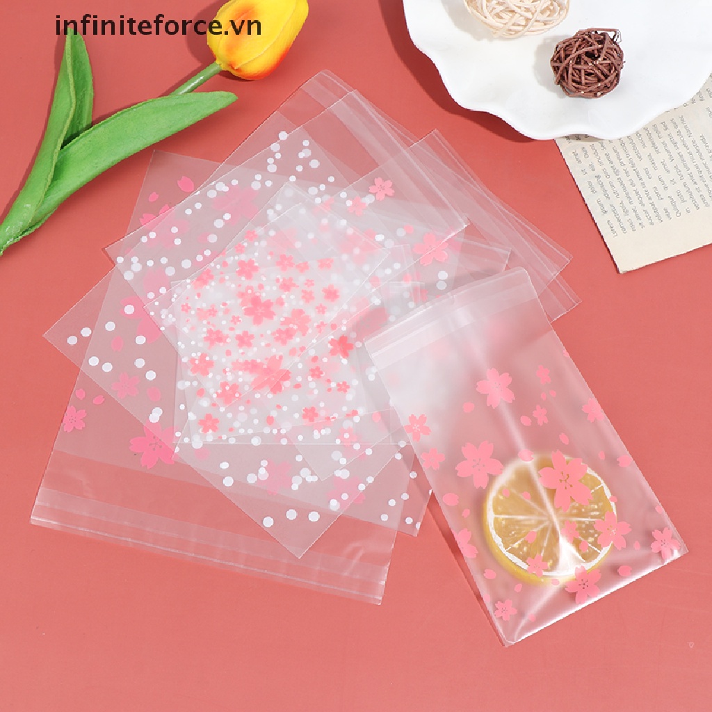 Set 100 túi nhựa in họa tiết dễ thương đựng bánh kẹo đa dụng