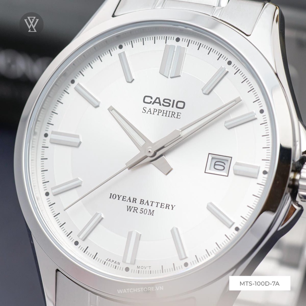 Đồng Hồ Quartz Nam Casio WATCHSTORE MTS-100D-7AVDF Thiết Kế Mặt Kính Khoáng 41mm, Dây Kim Loại Và Vỏ Thép Không Gỉ