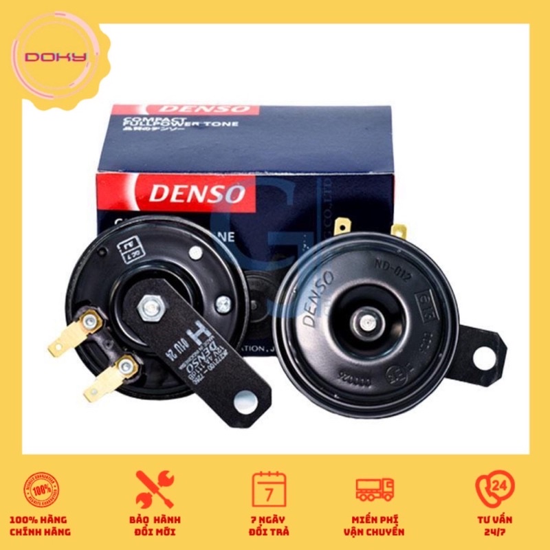 Còi Đĩa Chính Hãng Denso 12V Ô Tô Xe Máy [ 1 Bộ 2 Còi ]