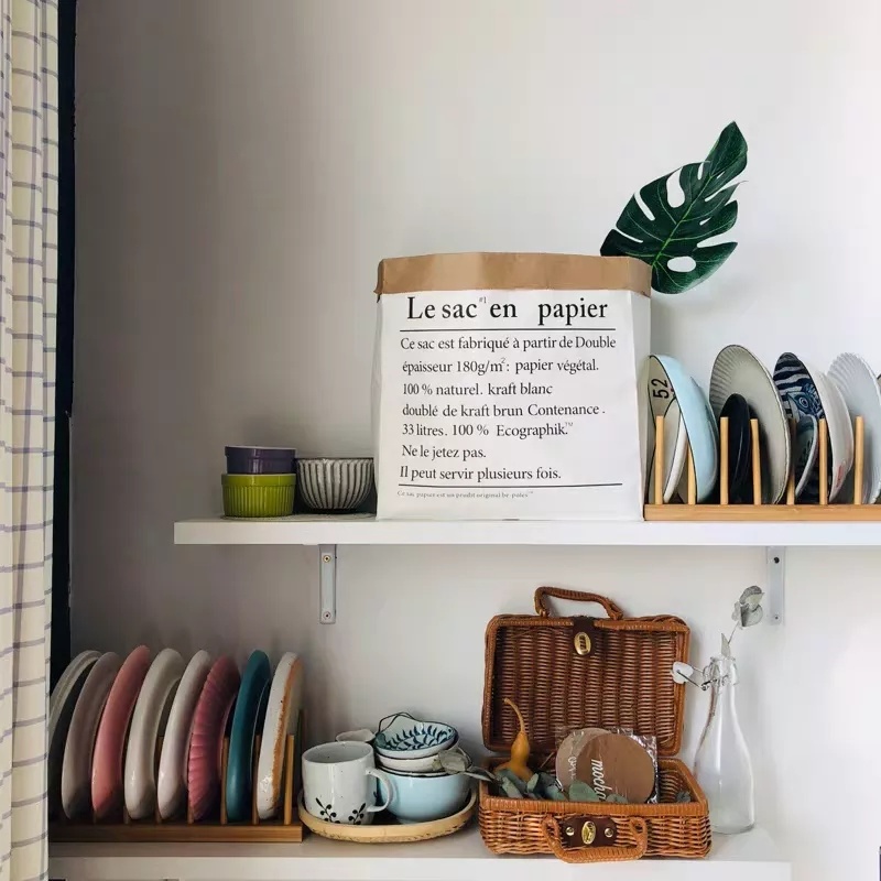 Giá đựng đồ giúp thoát nước bằng gỗ dùng úp đĩa/ đựng tạp chí đa năng tiện dụng